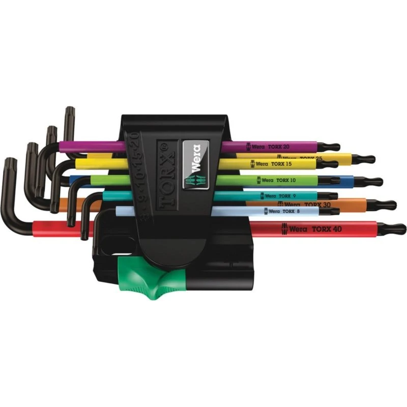 Wera Torx L-nøglesæt 9 dele, farvekodet, BlackLaser