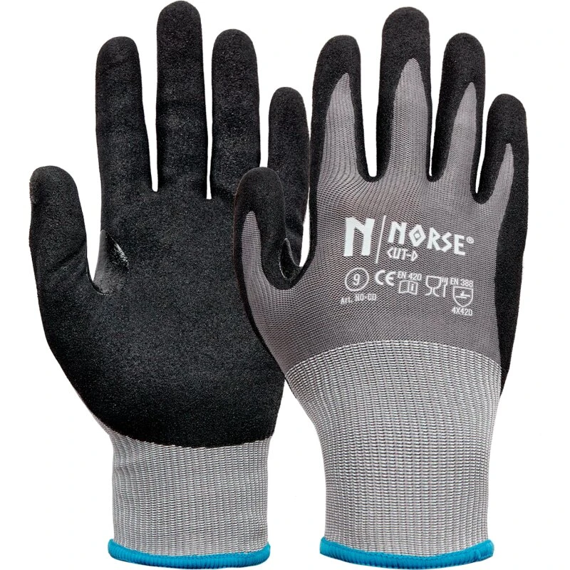 Cut-D skærehæmmende handske, grå/sort (niveau D)