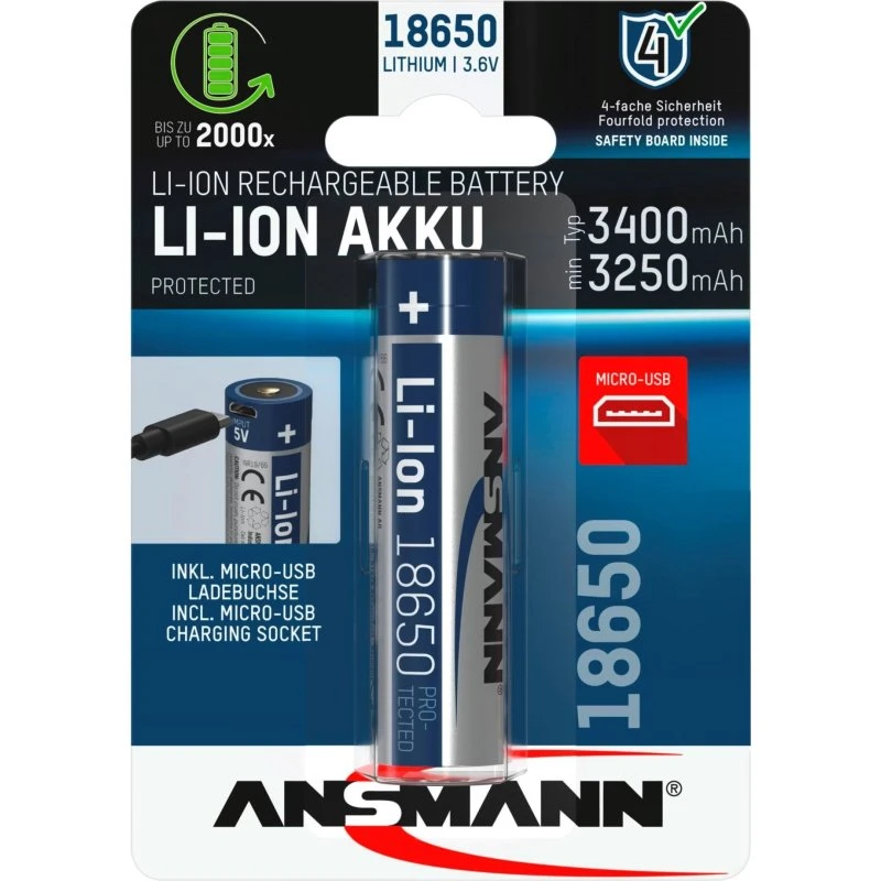 Ansmann 1307-0003 18650 3400mAh Li-Ion Micro-USB