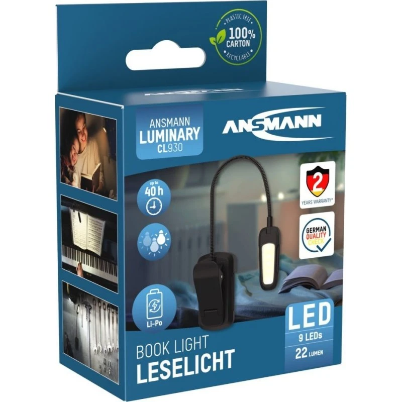 Ansmann Universal LED-lampe med klips, sort