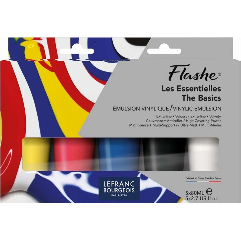 Lefranc Bourgeois Flashe Vinylmaling 5x80 ml Primær Farver