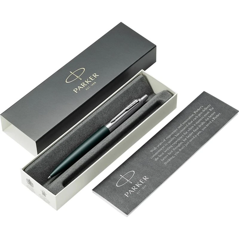 Parker Jotter XL Mat Grøn Kuglepen med Krom Detaljer, Medium Spids, Blå Blæk