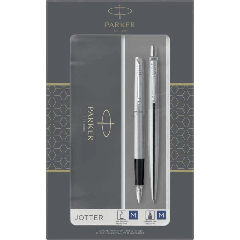 Parker Jotter CT Dobbelt Gavesæt, Sølv, Rustfrit Stål med Krom Detaljer