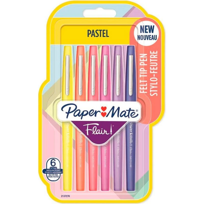 Paper Mate Flair Pastel Felt-Tip Pens 0,7 mm, 6 stk