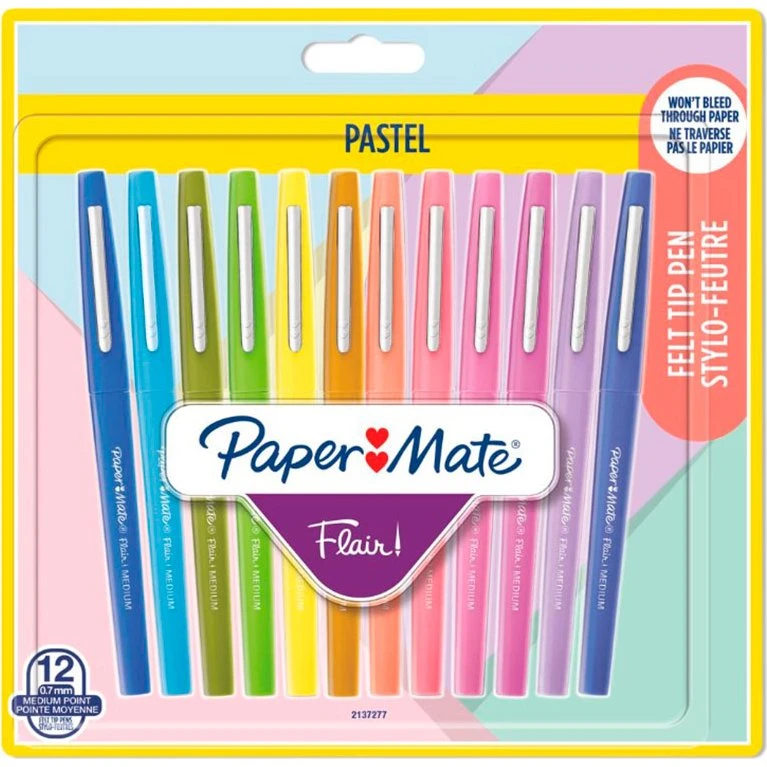 Paper Mate Flair Felt-Tip Pen 0,7 mm Pastel 12 stk