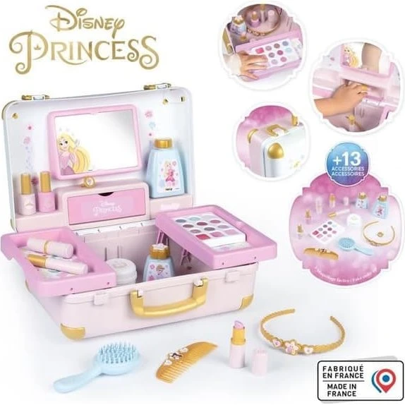 Smoby Disney Prinsesse Skønhedsetui med 13 Tilbehør, Lavet i Frankrig
