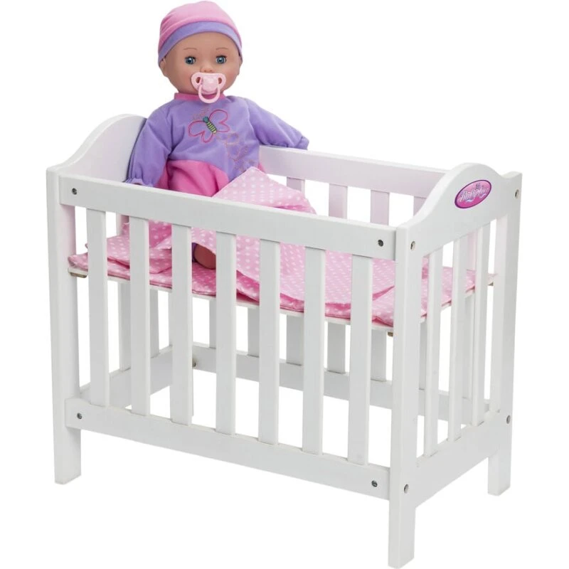 My Baby tremmeseng i træ 49x44x30 cm med madras, dyne og pude