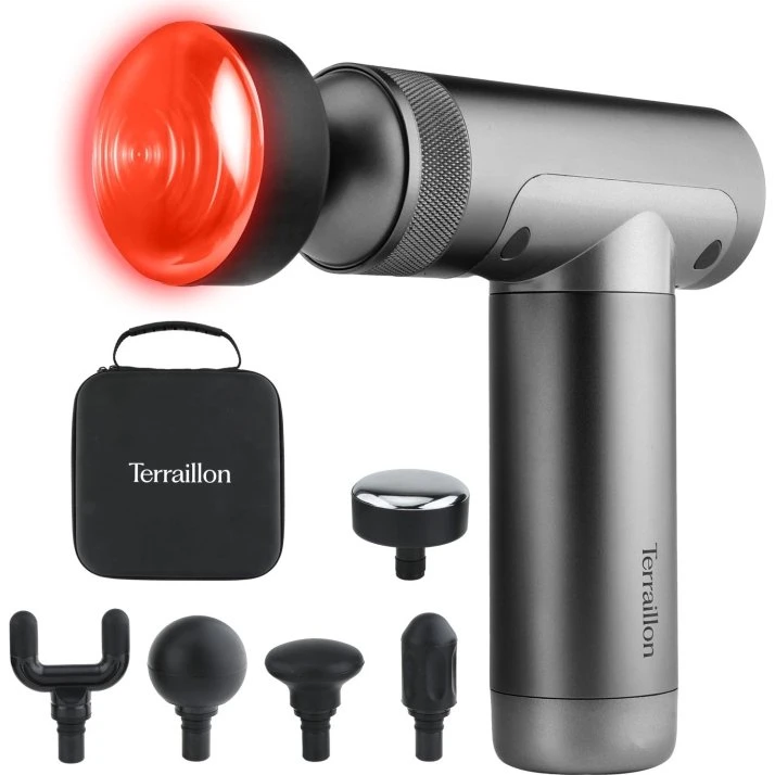 Terraillon Massagepistol med varme, 6 hastigheder, 5 hoveder