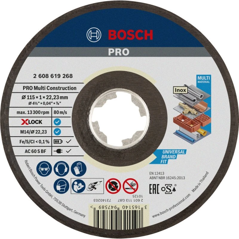 Bosch Skæreskive XL 115 mm X-LOCK til metal, stål, plastik & sten