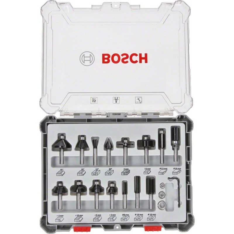Bosch Fræsejernsæt 15 dele, 6 mm skaft