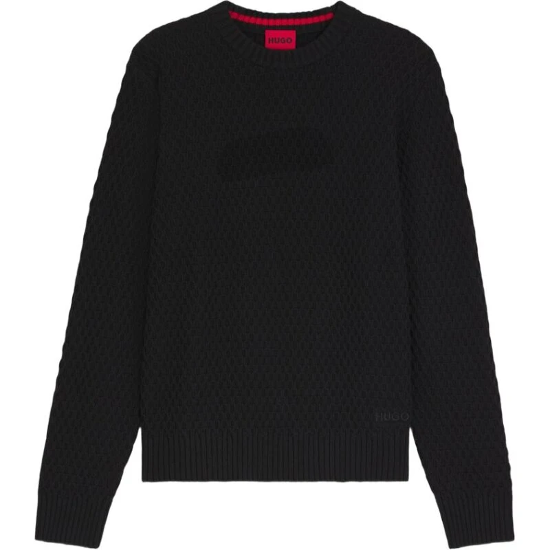 HUGO SYER striktrøje i bomuld – black