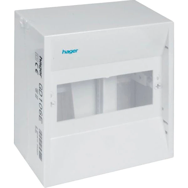 Hager Gamma 1R 6M IP30 med PE/N-klemmer
