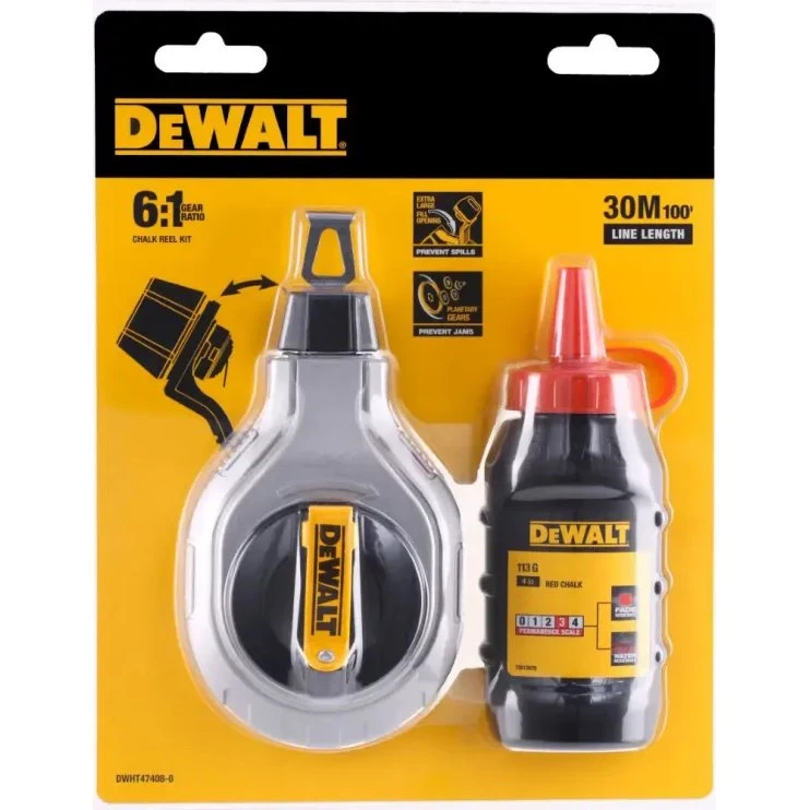DeWALT Kridtsnor 6:1 med Rødt Kridt - DWHT47408-0