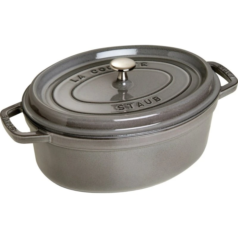 Staub La Cocotte Oval Støbejernsgryde 5,5 L Grafitgrå