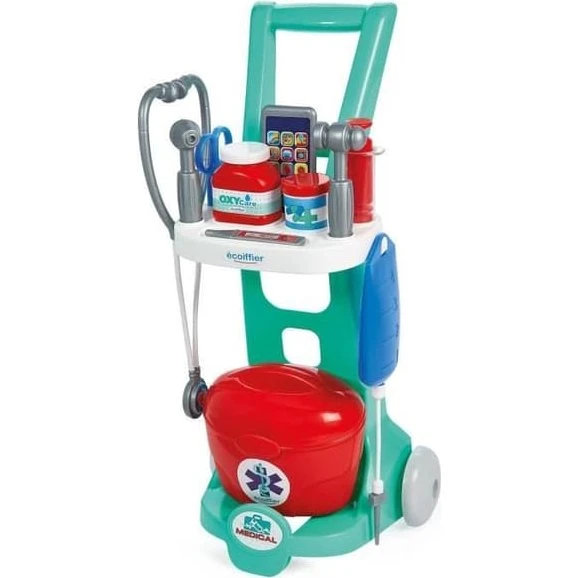 Ecoiffier Medical Trolley 1902 – Lægevogn til børn med realistiske instrumenter