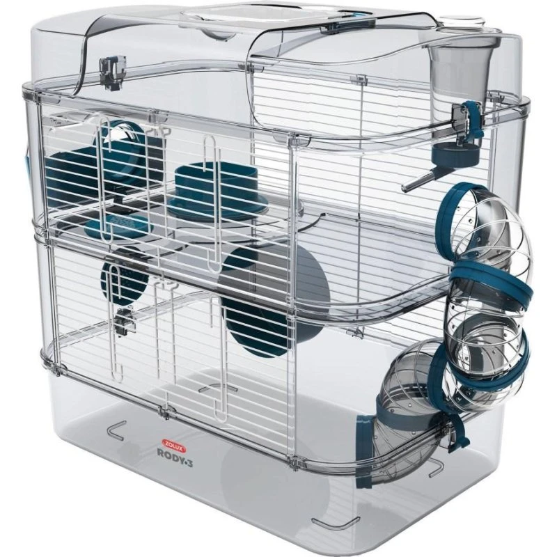 Zolux Rody3 Duo blå hamsterbur, 2 etager