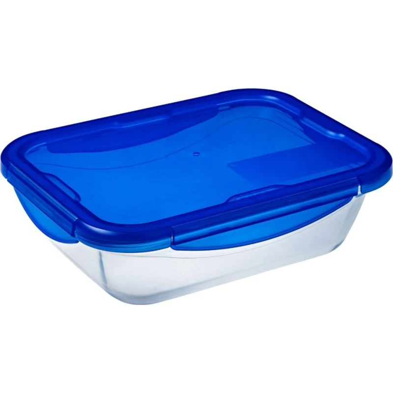 Pyrex Cook&Go Madkasse 800 ml, glas, blå låg