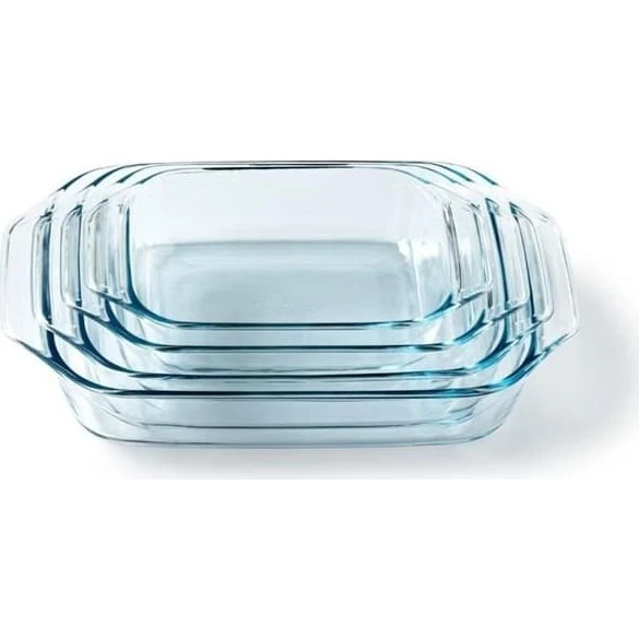 Pyrex Sæt med 4 Ovnfaste Fade, 27/31/35/39 cm, Rektangulære, Borosilikatglas