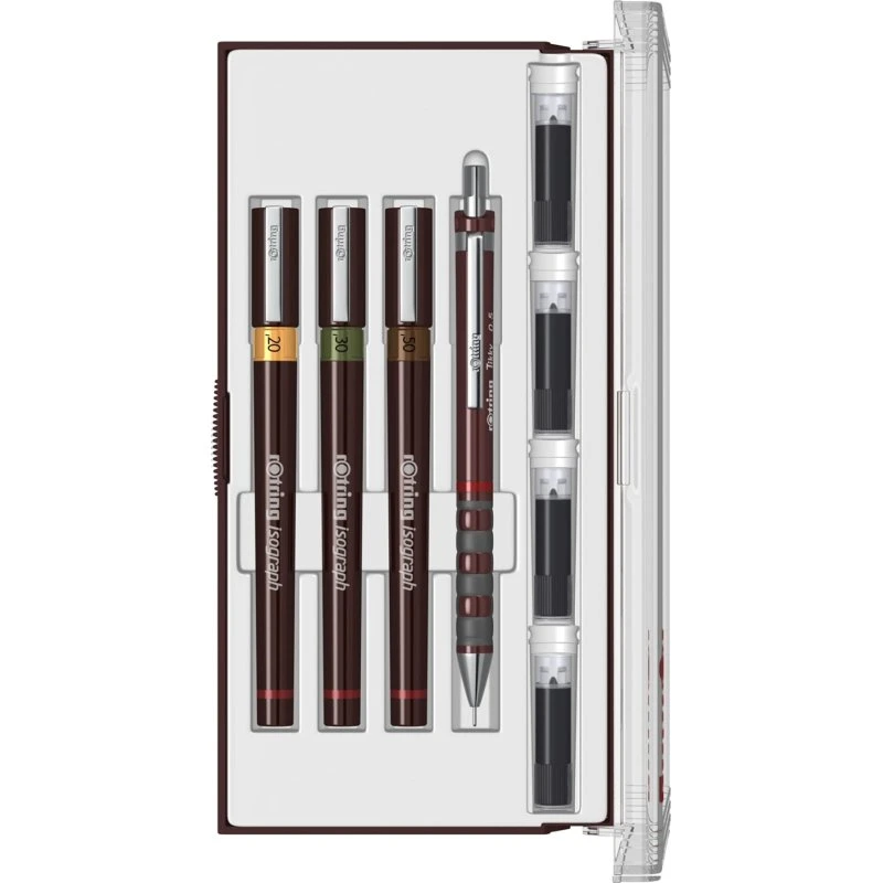 Rotring Isograph Junior Sæt 3x 0,20/0,30/0,50 mm Finelinere + Tikky FM 0,5 mm