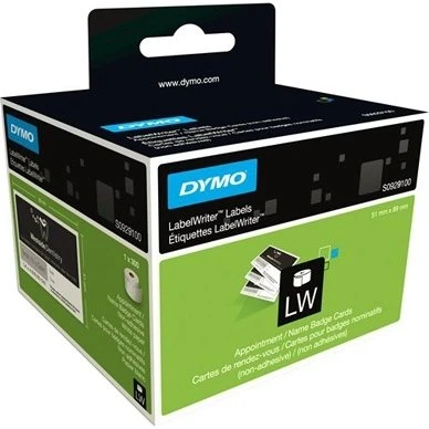 DYMO Aftalekort etiketter 51x89mm, 300 stk, hvide, limfrie