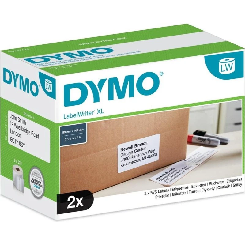 DYMO Etiketter 102×59 mm, 2 ruller x 575 stk