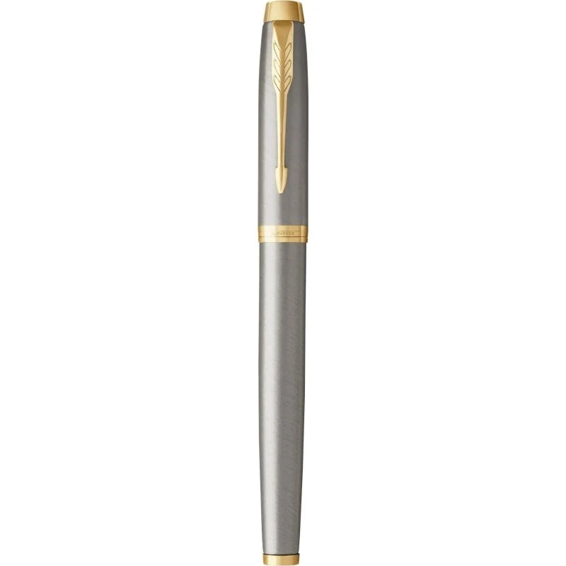 Parker IM Fyldepen, børstet metal, blå blæk, medium spids