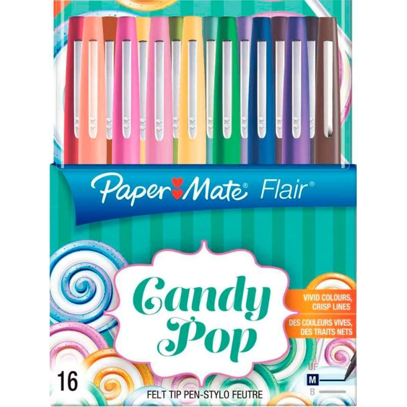 Paper Mate Flair Felttipspen 0,7 mm, Candy POP, 16 stk