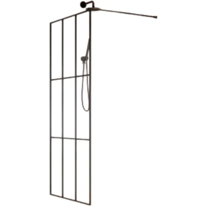 Brasta Dija Cube brusevæg 90 cm, klart glas, sort profil