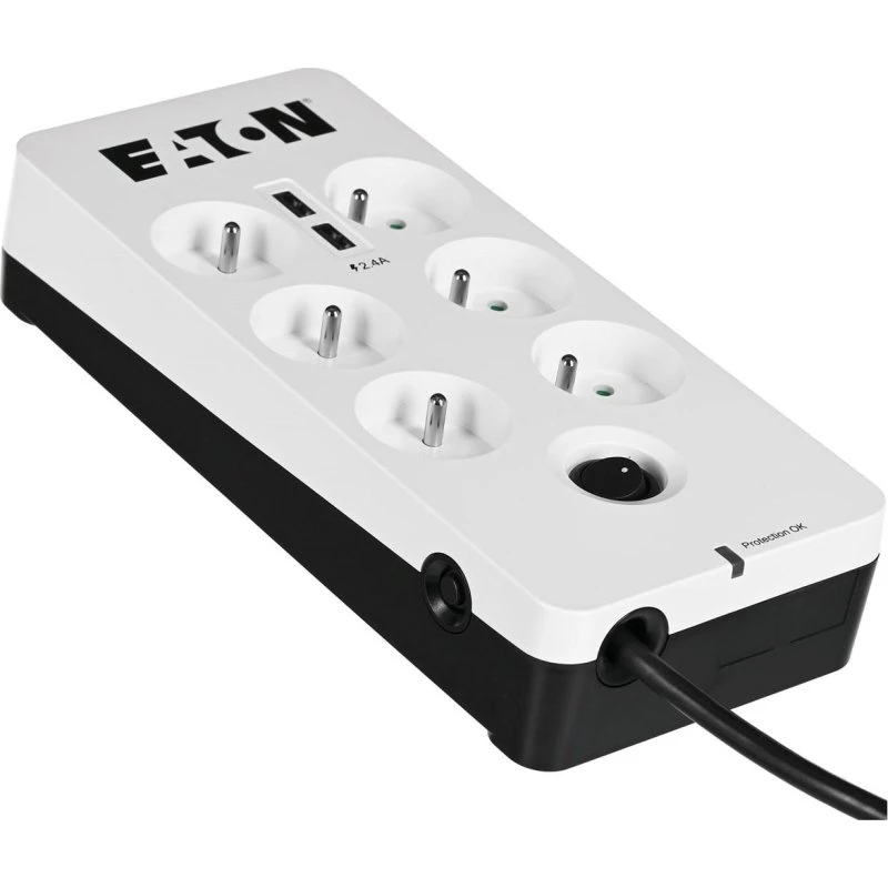 Eaton Protection Box 6 USB FR, hvid, 6 stik, overspændingsbeskyttelse
