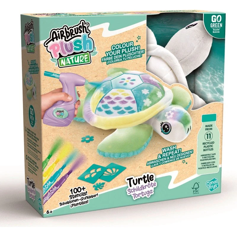 Airbrush Plush Skildpadde – Kreativt legetøj med airbrush-design