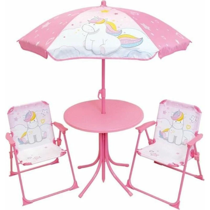 Fun House Unicorn - Bord- og stolesæt med parasol, pink