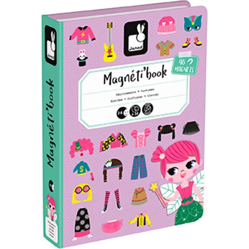 Janod Magneti'Book - Pigekostumer - 46 magneter