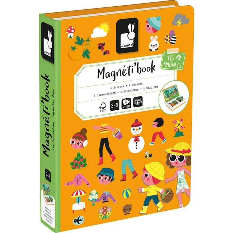 Janod Magneti'Book 4 Seasons – 115 magnetiske brikker