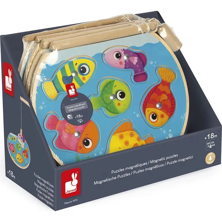Janod Speedy Fish Træpuzzle med Magnetisk Fiskestang