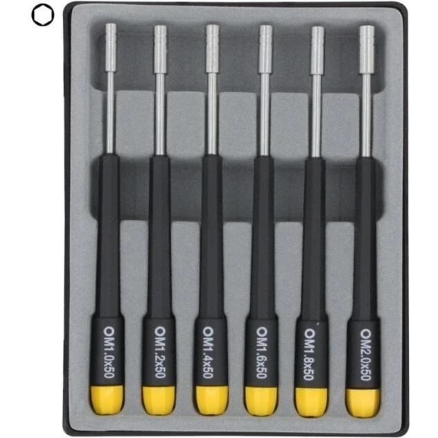 Topnøglesæt 6 stk 2,0–4,0 mm med farvet tip