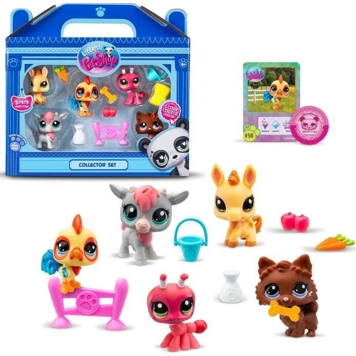 Bandai Littlest Pet Shop - Samlersæt Bondegårdstema (5 dyr + tilbehør)