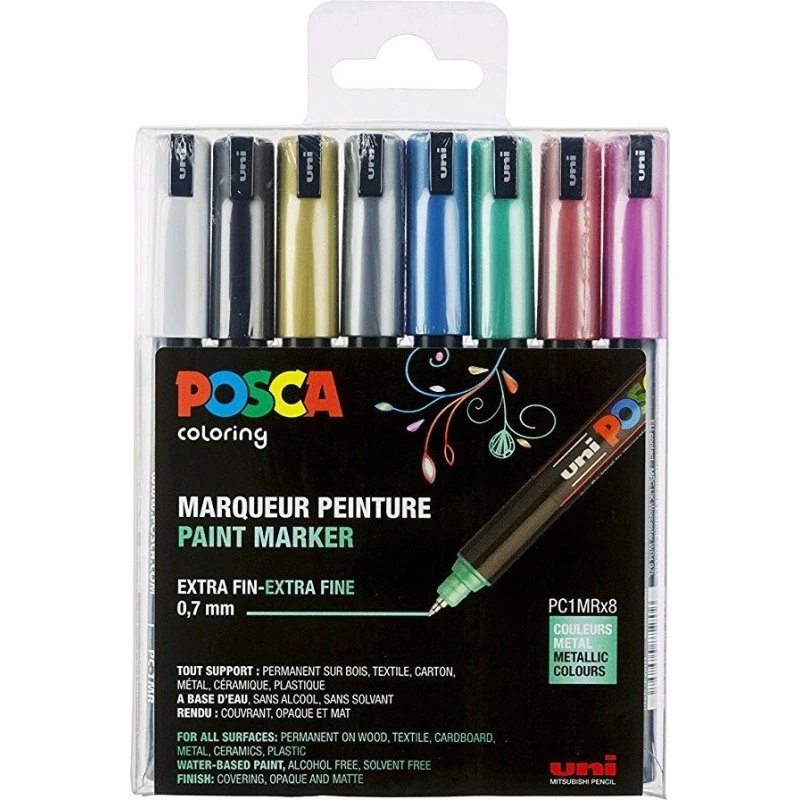 Posca PC-1MR 8 Farver Metallic - Vandbaseret Pigment