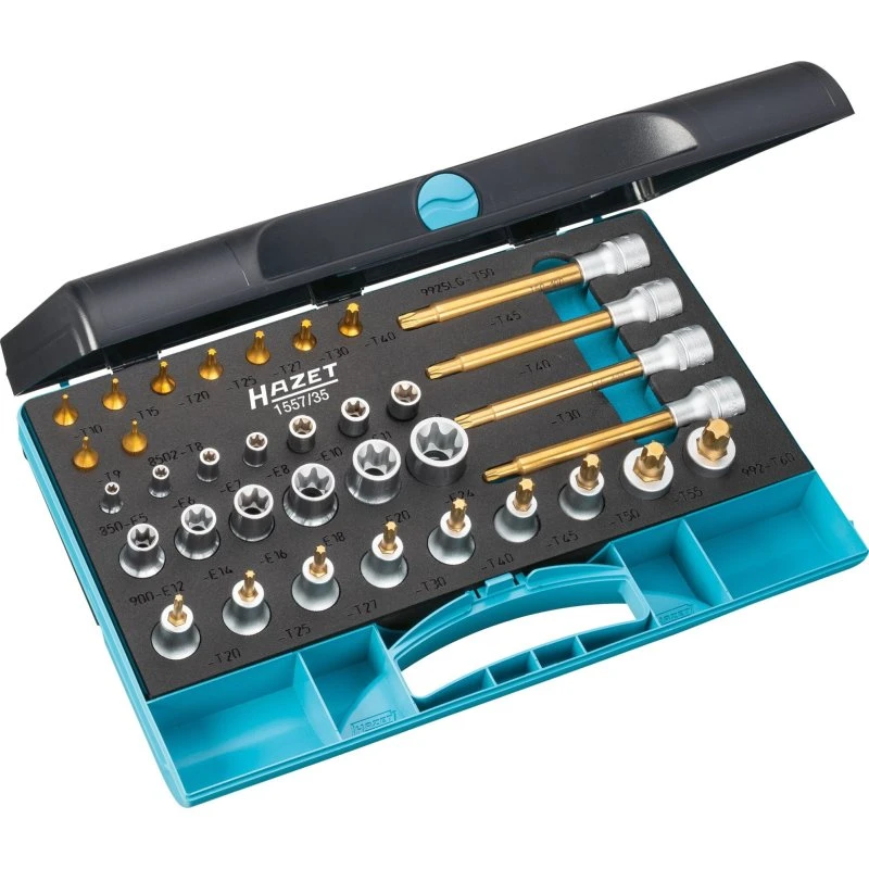 Hazet 1557/35 Topnøglesæt, 35 dele, Torx 1/4" og 1/2"