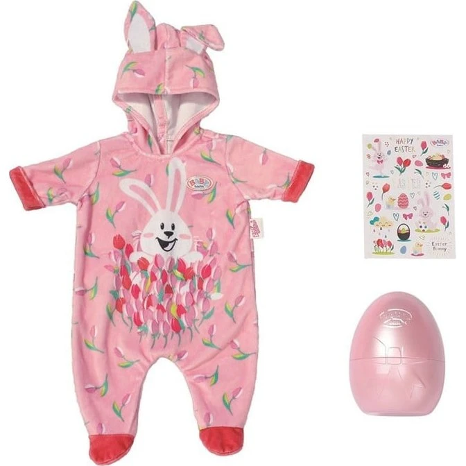 Baby Born 830307 Påske-onesie med æg og klistermærker – 3+ år