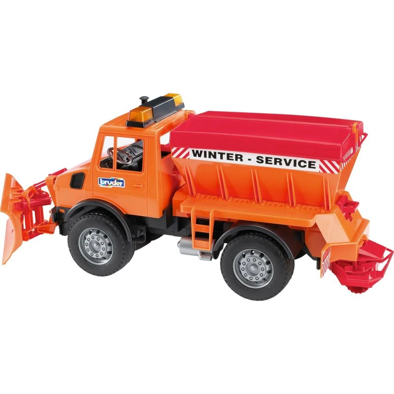 Bruder MB Unimog med sneplov og fyldbar silo