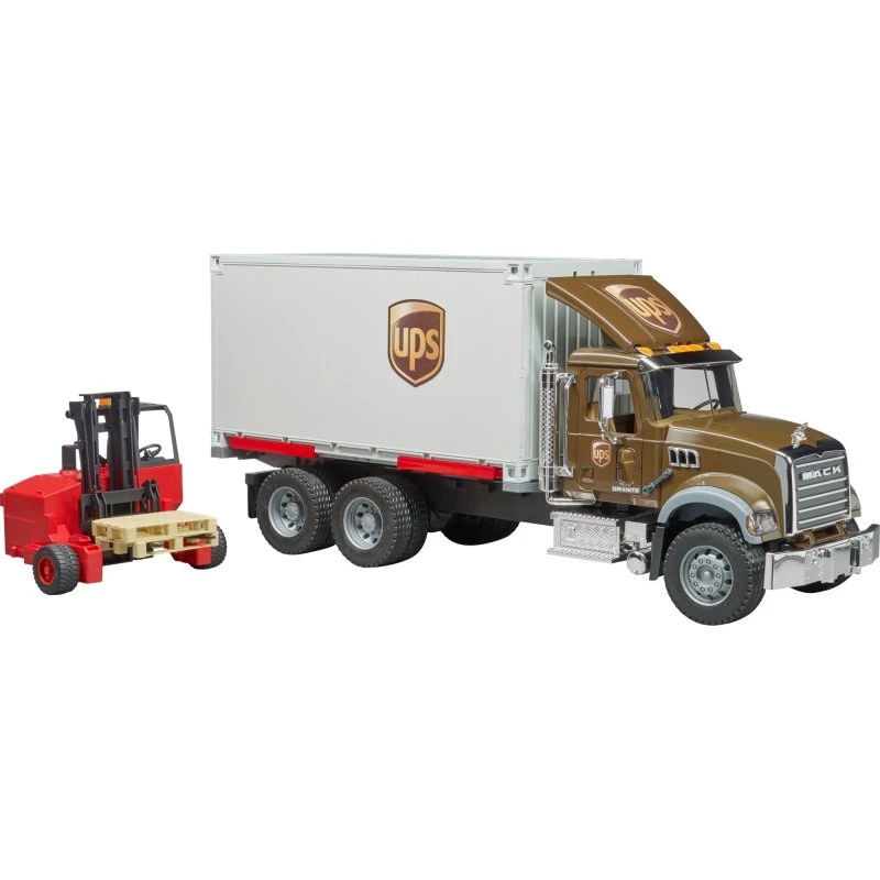 Bruder 02828 MACK Granite Logistiktruck med Gaffeltruck (UPS)