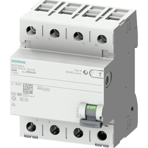 Siemens 5SV PFI-relæ B 4P 40A, 300mA