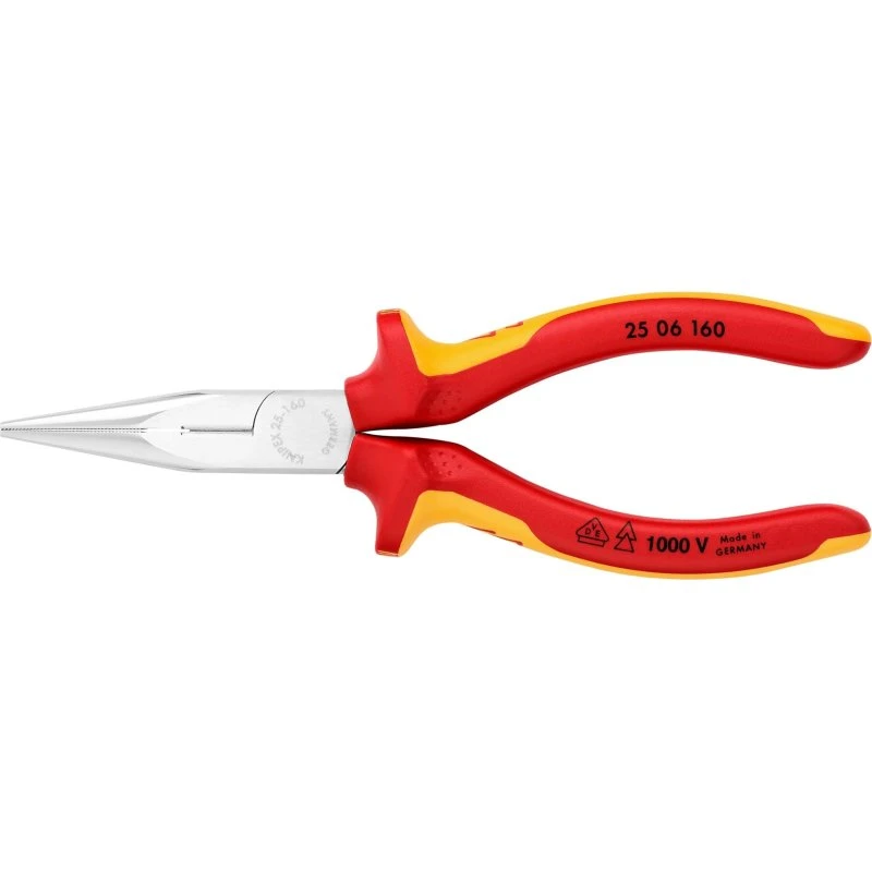 Knipex 25 06 160 Fladrundtang med skær, 160 mm, VDE-godkendt
