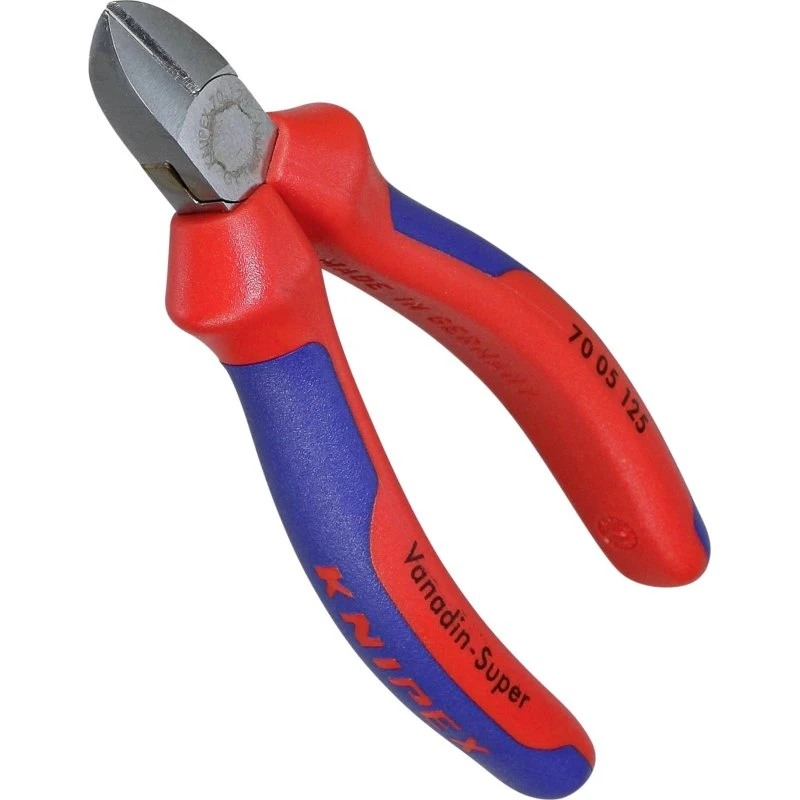 KNIPEX 70 05 125 Skævbider, 125 mm, rød/blå, forkromet håndtag