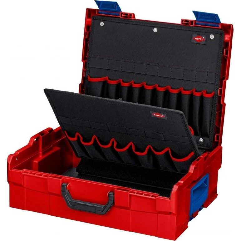 KNIPEX L-BOXX ABS Værktøjskasse, sort/rød, 2 rum, låsbar