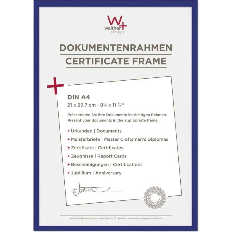 Walther New Lifestyle KV130L Blue Resin A4 Billedramme