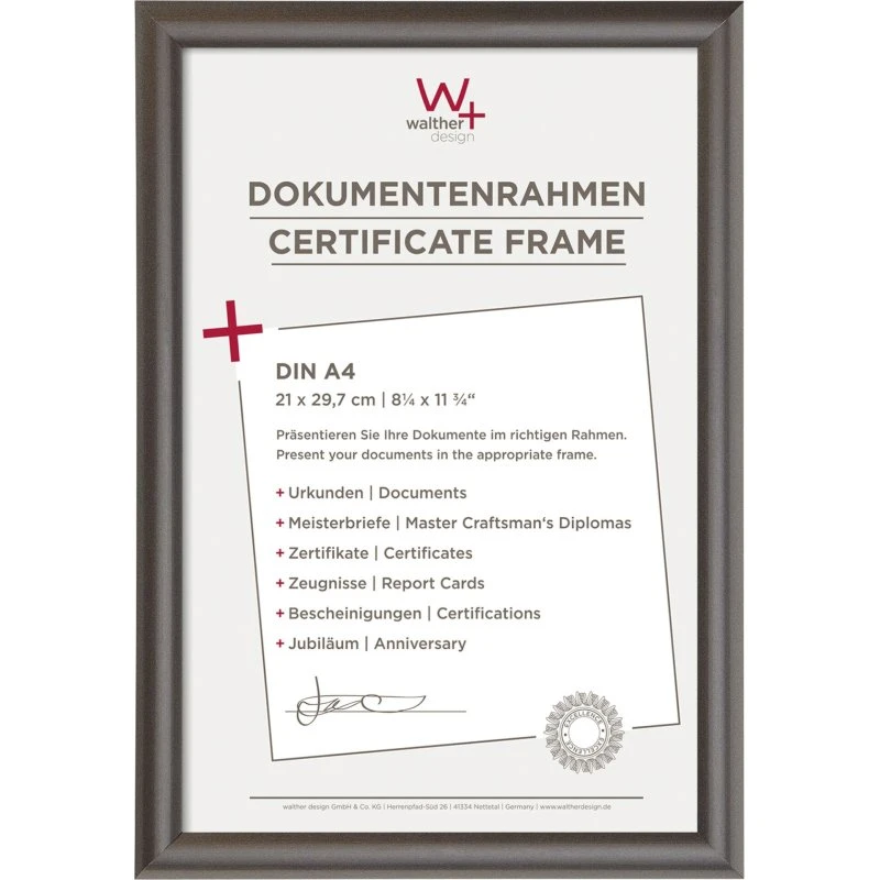 Walther Trendstyle KP130D A4 Billedramme Stålresin