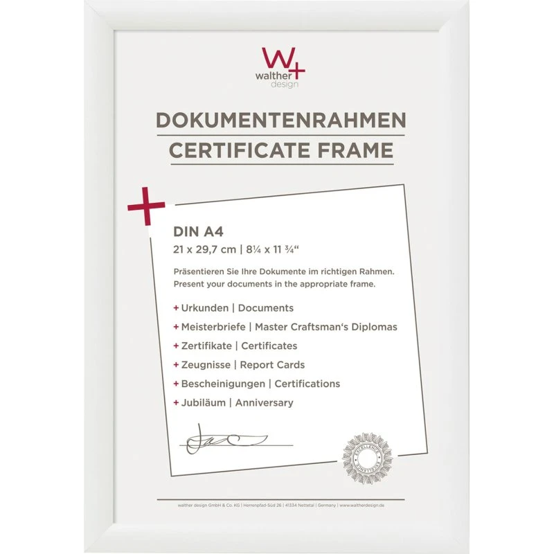 Walther Trendstyle KP130W A4 Hvid Kunststof Billedramme