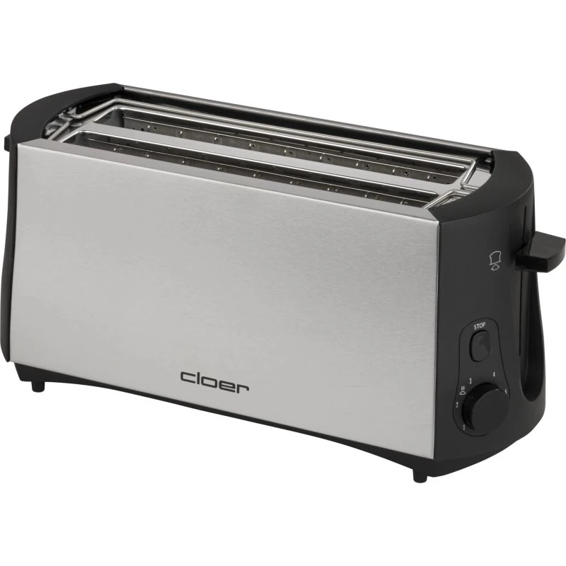 Cloer Brødrister 4 skiver, 1380W, rustfrit stål, sort