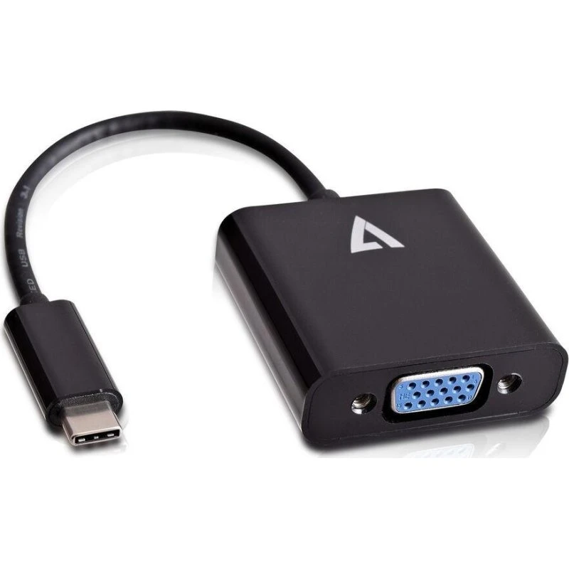 V7 USB-C til VGA adapter, sort, 1920x1080